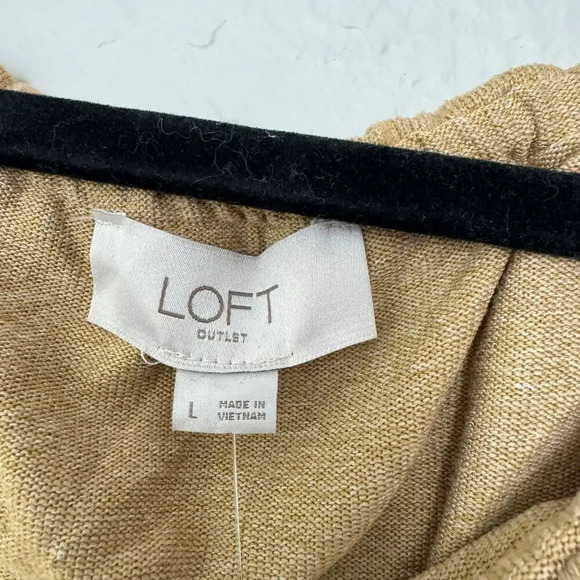 Ann Taylor LOFT Womens Blouse Top Size L Tan off Shoulder Long Sleeves NEW - Picture 4 of 8